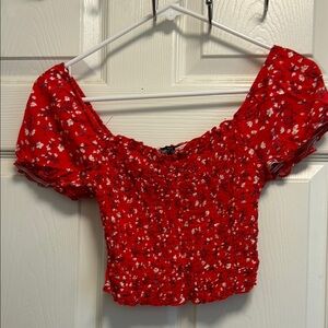 Red Floral Women's Top